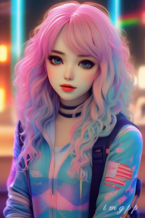 Anime Girl, Pink hair, Wavy hair, Amazon, TikTok, Vivid and lifelike, real, stable diffusion