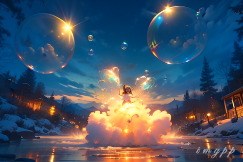 and popping bubbles fills the air as they playfully try to catch them,evening, (1)
