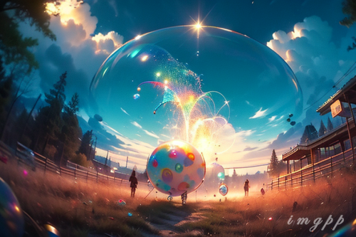 and popping bubbles fills the air as they playfully try to catch them,evening, (18)