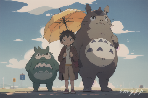 mega size totoro and a guy with umbrella standing (13)