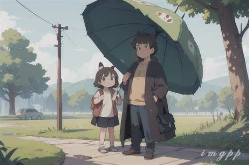 mega size totoro and a guy with umbrella standing (21)
