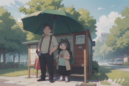 mega size totoro and a guy with umbrella standing (27)